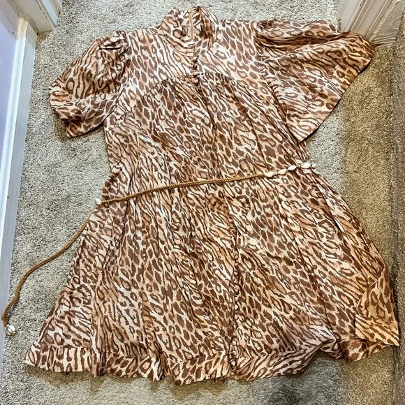 Zimmerman Leopard Print Button-Down Dress